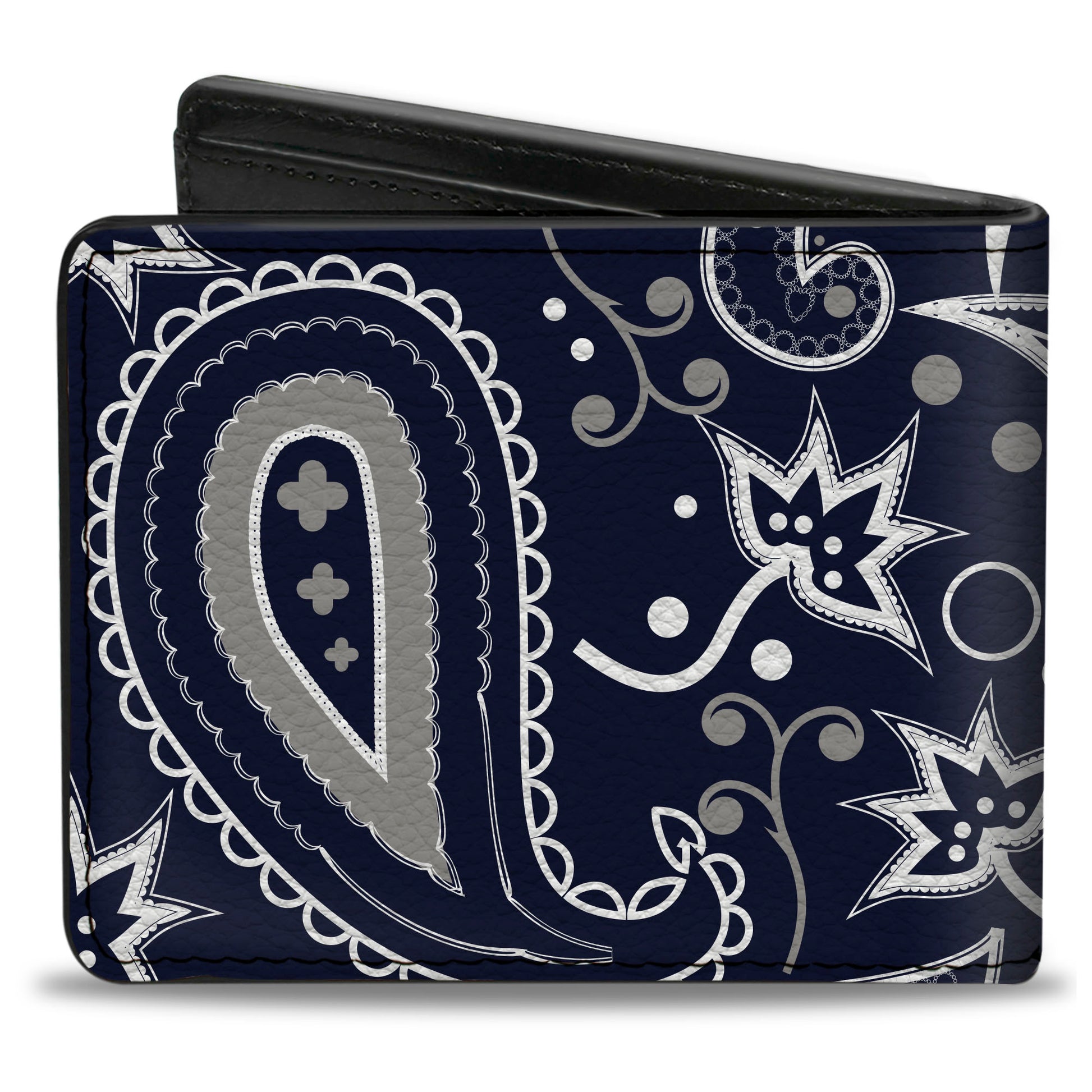 Bi-Fold Wallet - Floral Paisley3 Blue White Gray Bi-Fold Wallets Buckle-Down