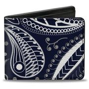Bi-Fold Wallet - Floral Paisley3 Blue White Gray Bi-Fold Wallets Buckle-Down