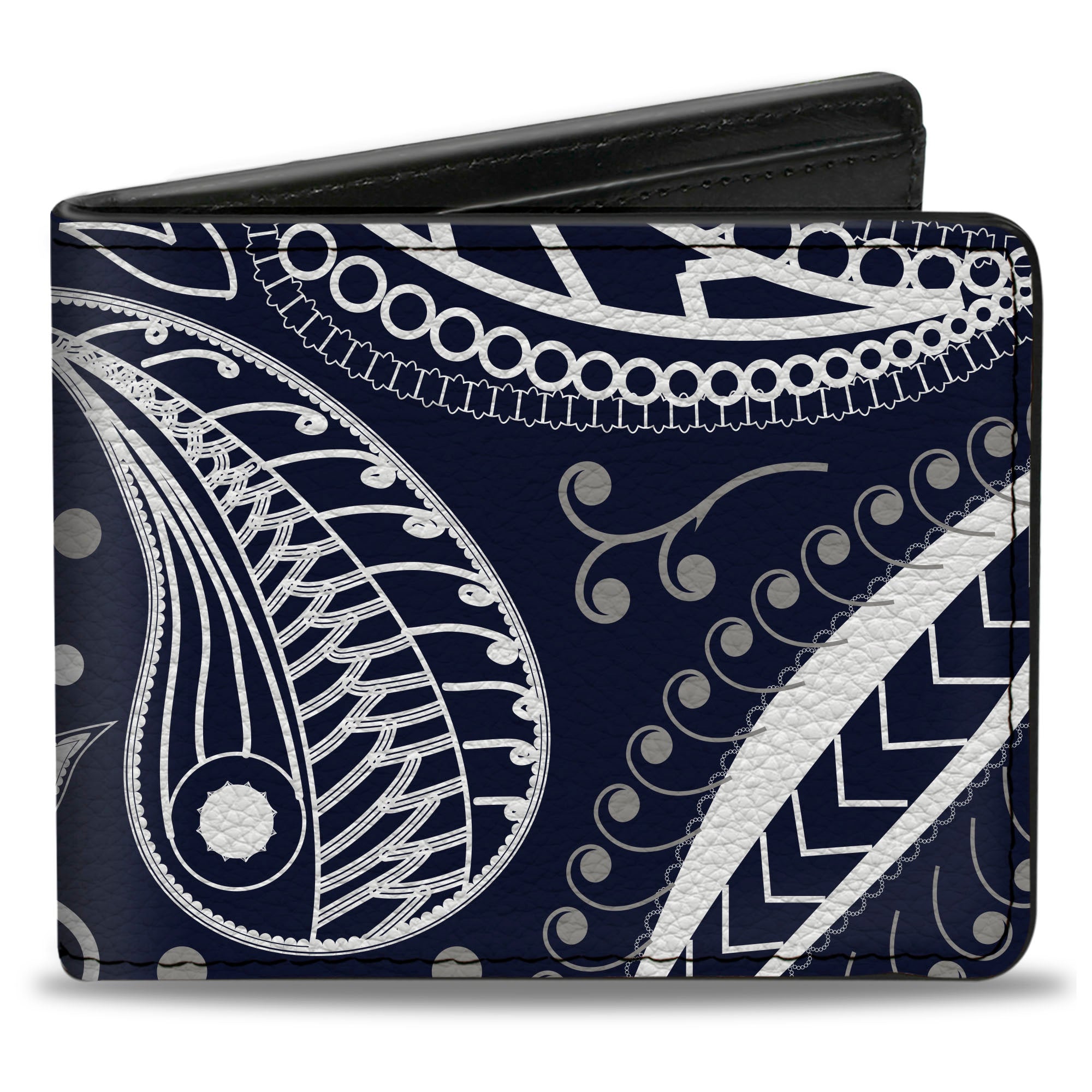 Bi-Fold Wallet - Floral Paisley3 Blue White Gray Bi-Fold Wallets Buckle-Down