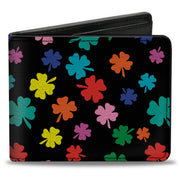 Bi-Fold Wallet - Four-Leaf Clovers Scattered Black Multi Color Bi-Fold Wallets Buckle-Down