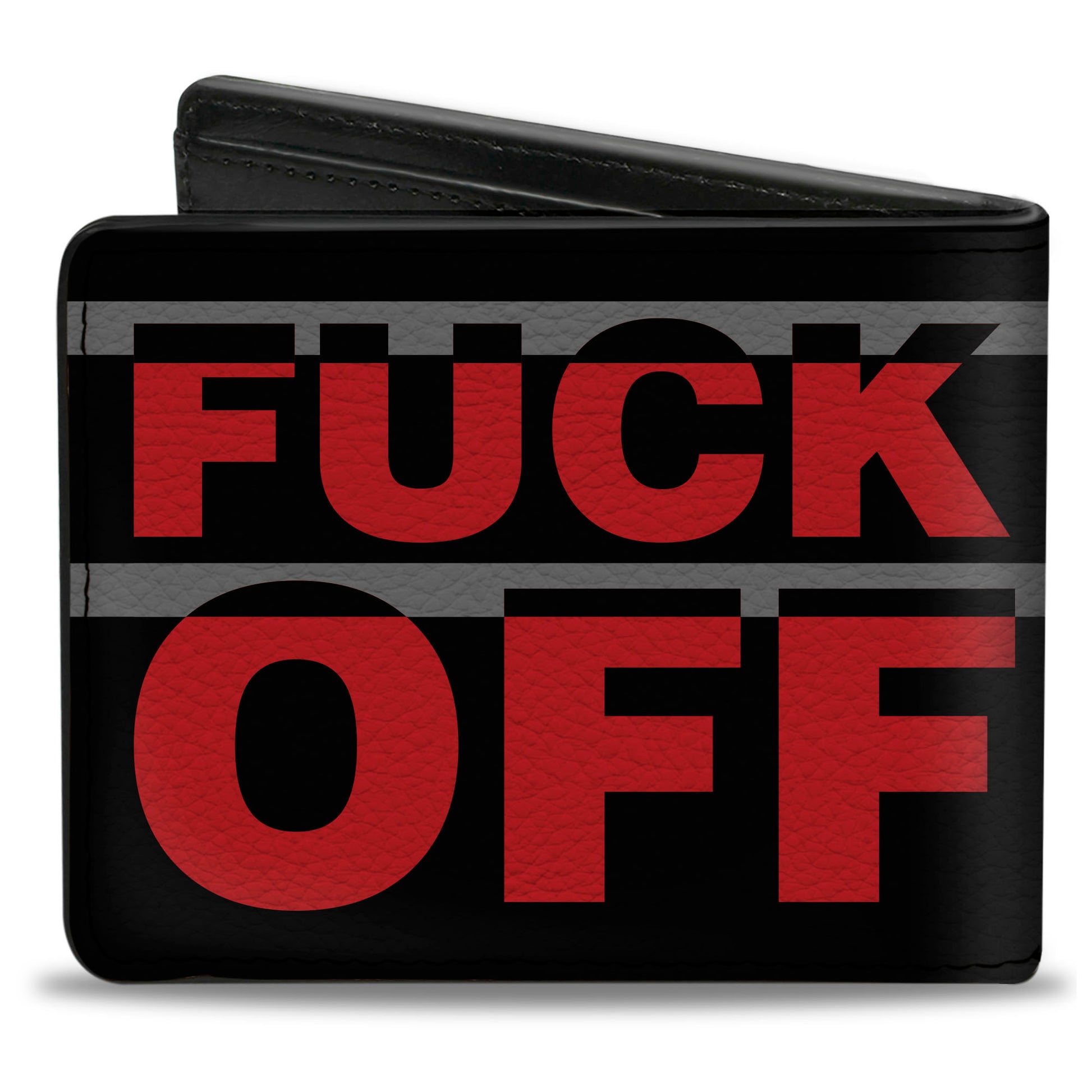 Bi-Fold Wallet - FUCK OFF Stripe Black Gray Red Bi-Fold Wallets Buckle-Down