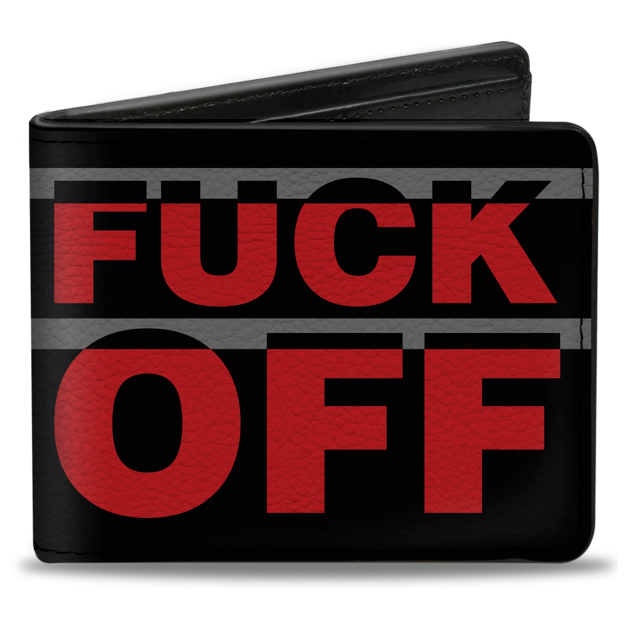 Bi-Fold Wallet - FUCK OFF Stripe Black Gray Red Bi-Fold Wallets Buckle-Down