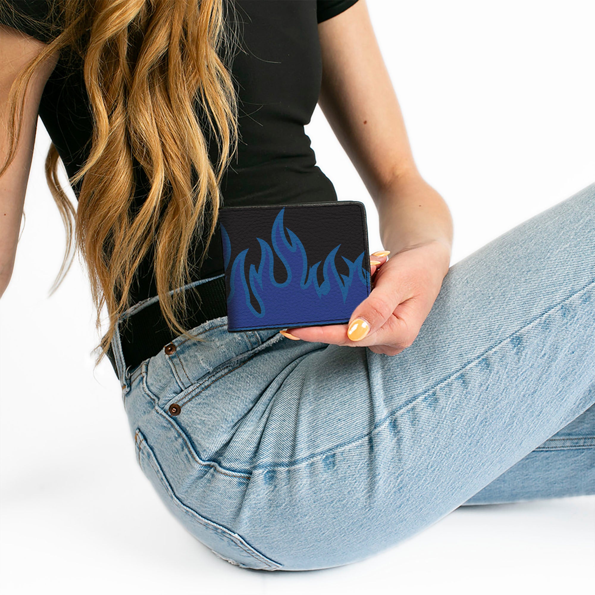 Bi-Fold Wallet - Flames Black Blues Bi-Fold Wallets Buckle-Down