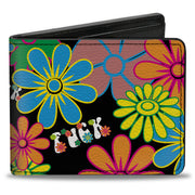 Bi-Fold Wallet - Flower FUCK Collage Black Multi Color Bi-Fold Wallets Buckle-Down