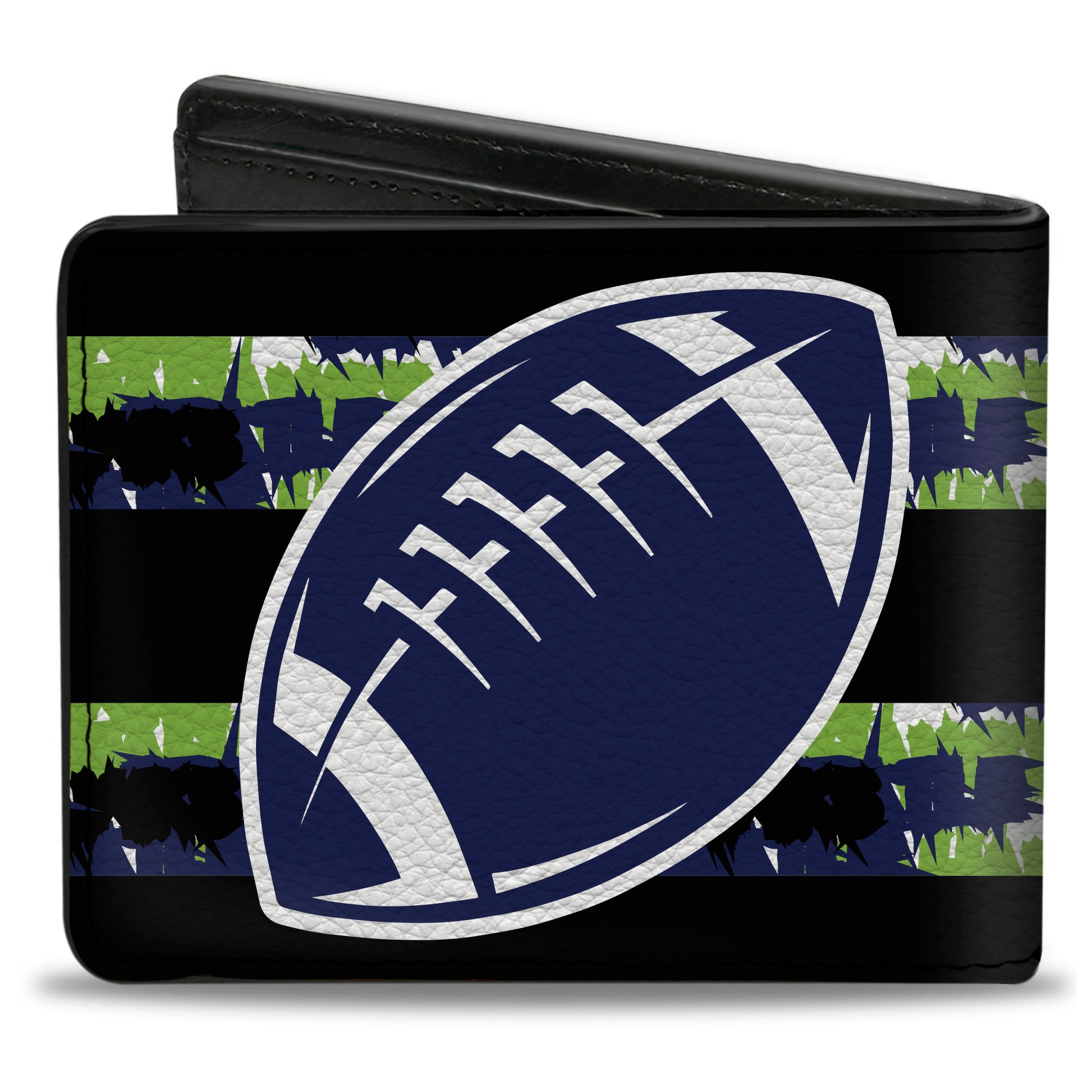 Bi-Fold Wallet - Football Helmet Stripe Black Neon Green Blue Bi-Fold Wallets Buckle-Down