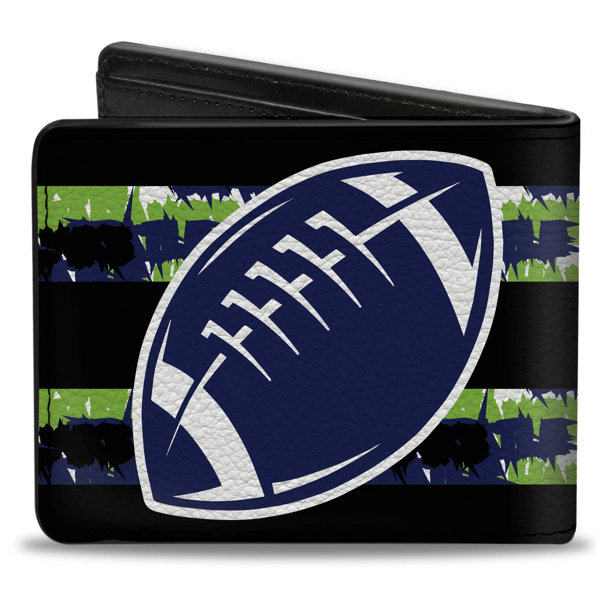 Bi-Fold Wallet - Football Helmet Stripe Black Neon Green Blue Bi-Fold Wallets Buckle-Down