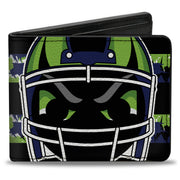Bi-Fold Wallet - Football Helmet Stripe Black Neon Green Blue Bi-Fold Wallets Buckle-Down
