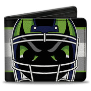 Bi-Fold Wallet - Football Helmet Stripe2 Black Neon Green Silver White Blue Bi-Fold Wallets Buckle-Down