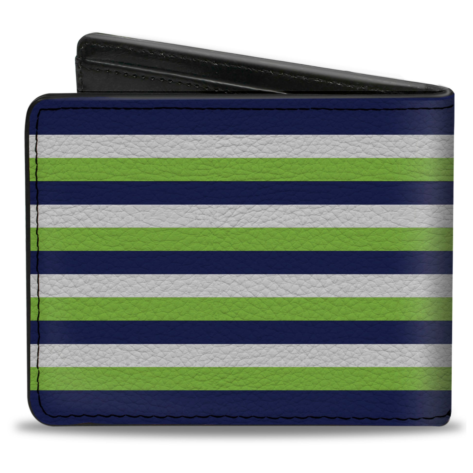 Bi-Fold Wallet - Fine Stripes White Neon Green Navy Bi-Fold Wallets Buckle-Down