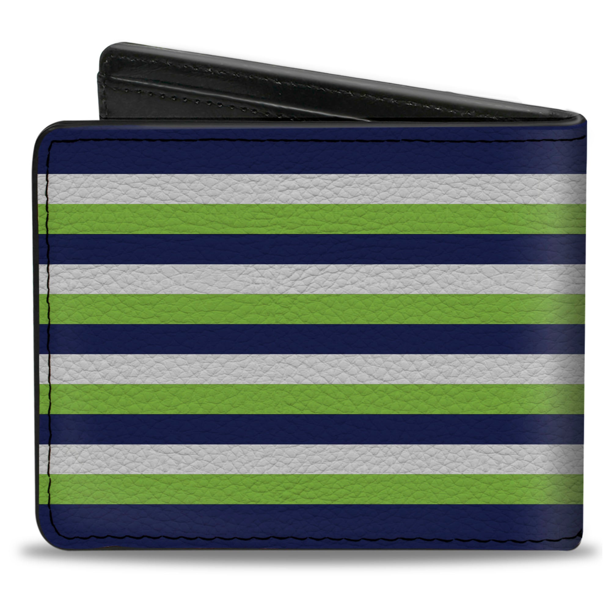Bi-Fold Wallet - Fine Stripes White Neon Green Navy Bi-Fold Wallets Buckle-Down