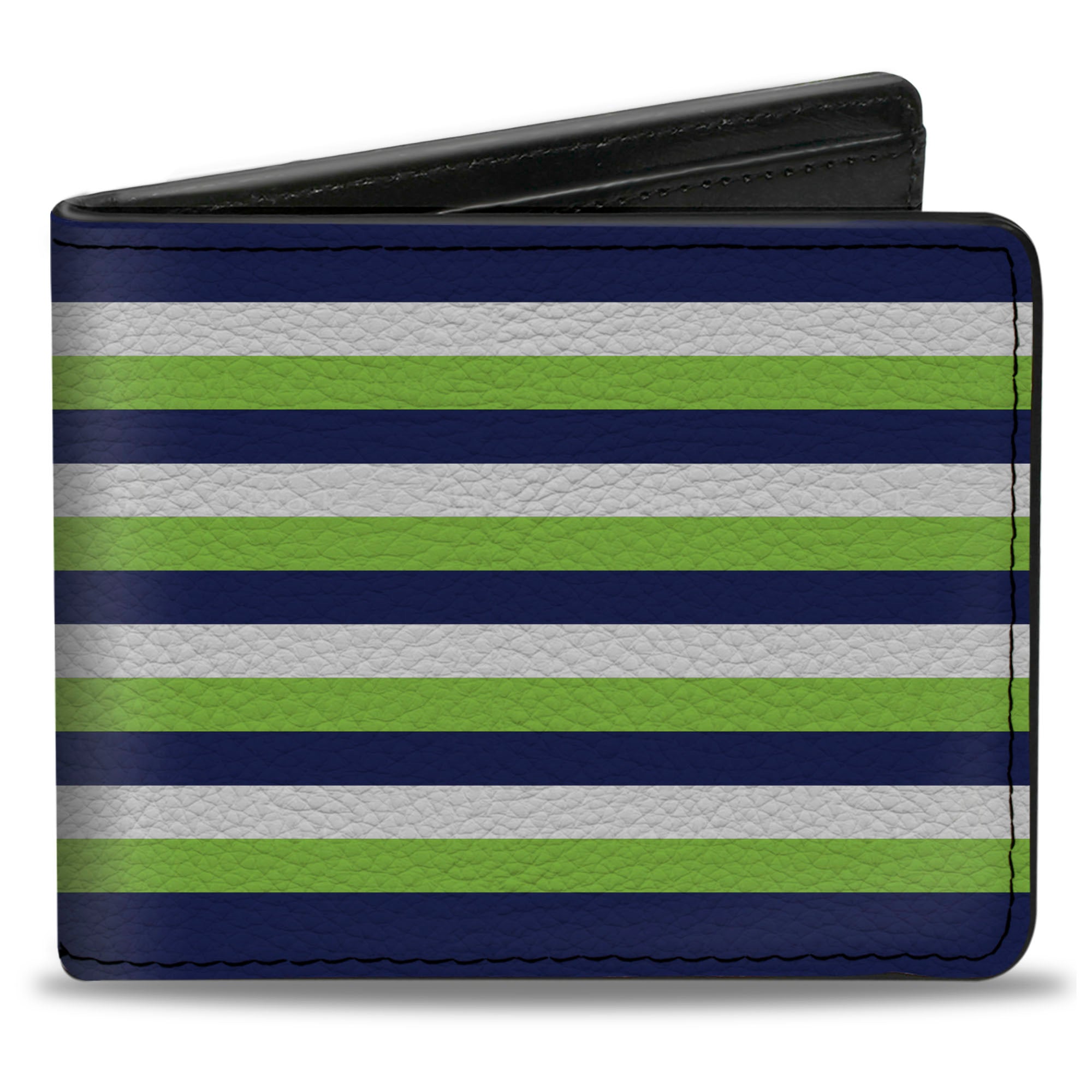 Bi-Fold Wallet - Fine Stripes White Neon Green Navy Bi-Fold Wallets Buckle-Down
