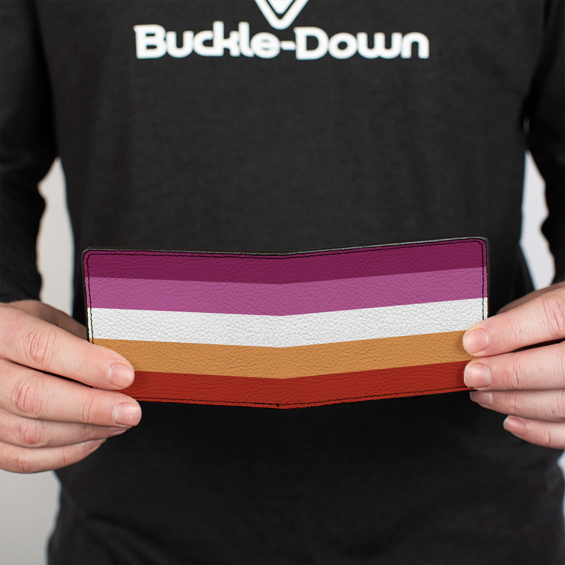 Bi-Fold Wallet - Flag Lesbian Five Stripe Oranges White Pinks Bi-Fold Wallets Buckle-Down