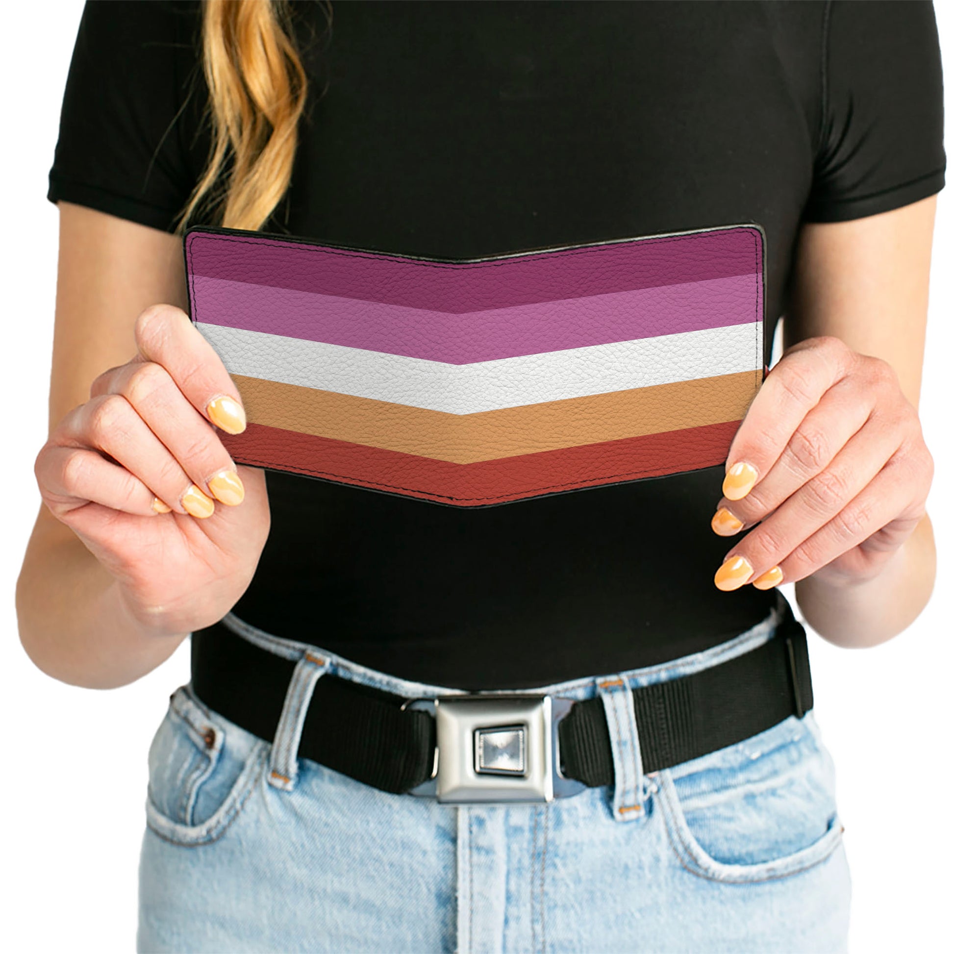 Bi-Fold Wallet - Flag Lesbian Five Stripe Oranges White Pinks Bi-Fold Wallets Buckle-Down