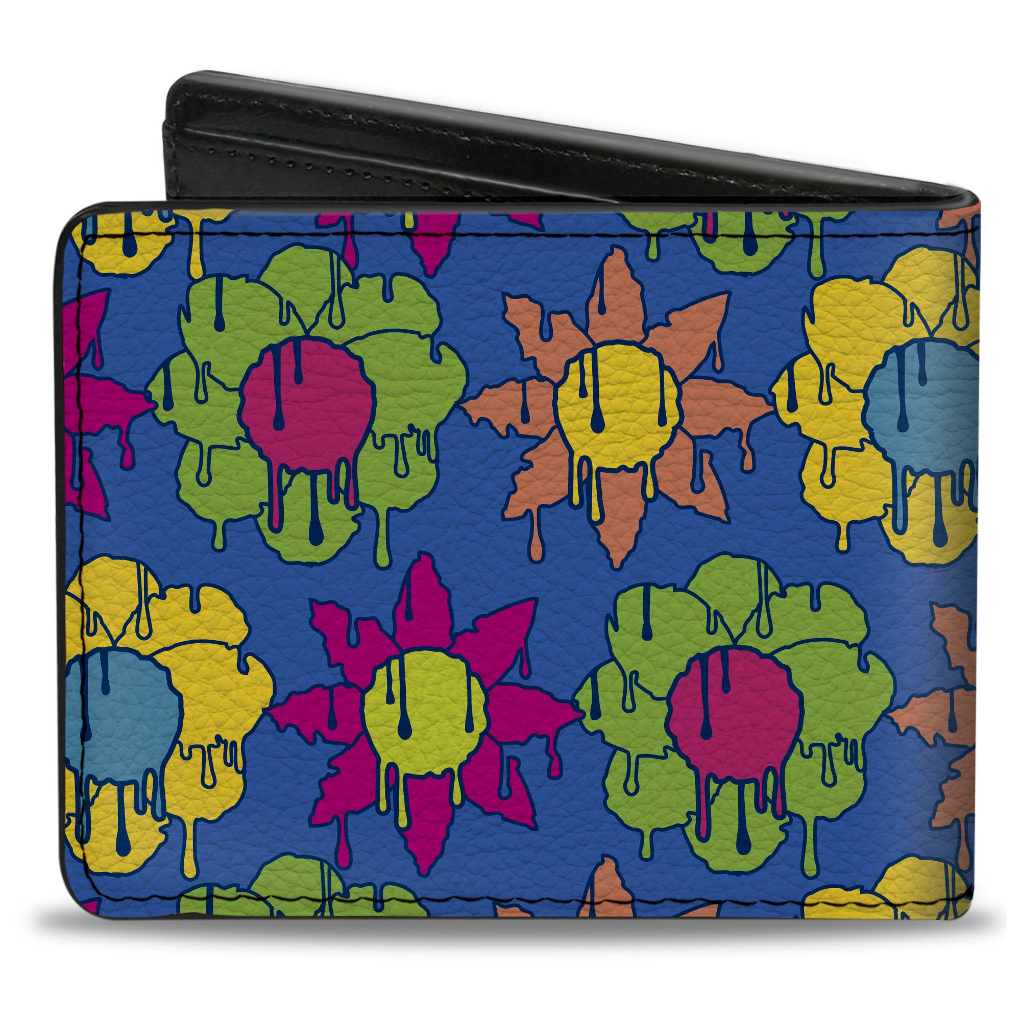 Bi-Fold Wallet - Funky Flower Drip Blue/Multi Color Bi-Fold Wallets Buckle-Down