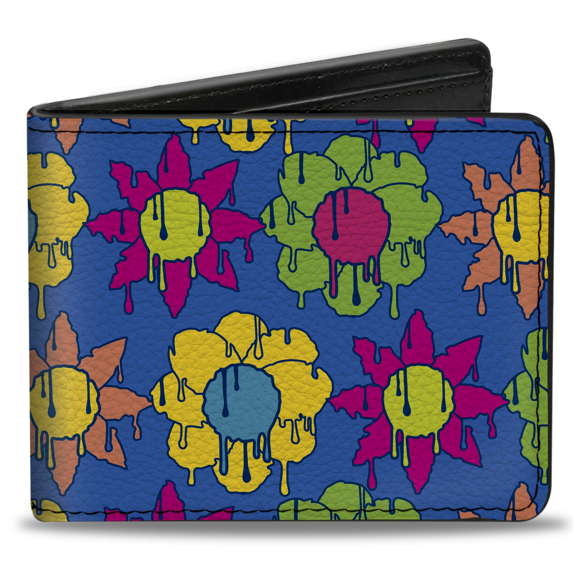 Bi-Fold Wallet - Funky Flower Drip Blue/Multi Color Bi-Fold Wallets Buckle-Down