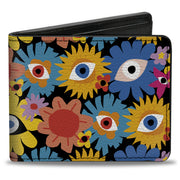 Bi-Fold Wallet - Funky Eye Flowers Black/Multi Color Bi-Fold Wallets Buckle-Down