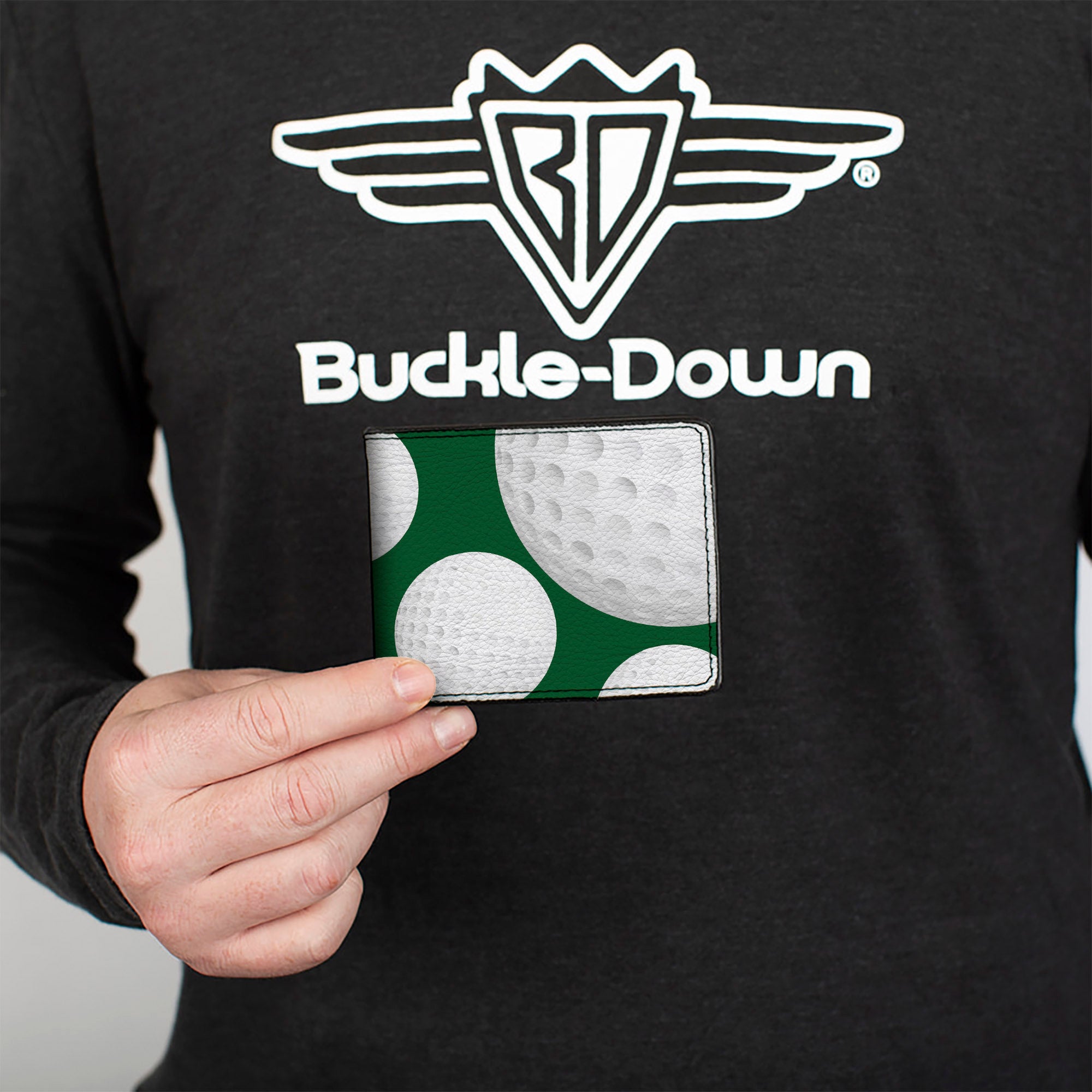 Bi-Fold Wallet - Golf Balls Scattered Green White Bi-Fold Wallets Buckle-Down