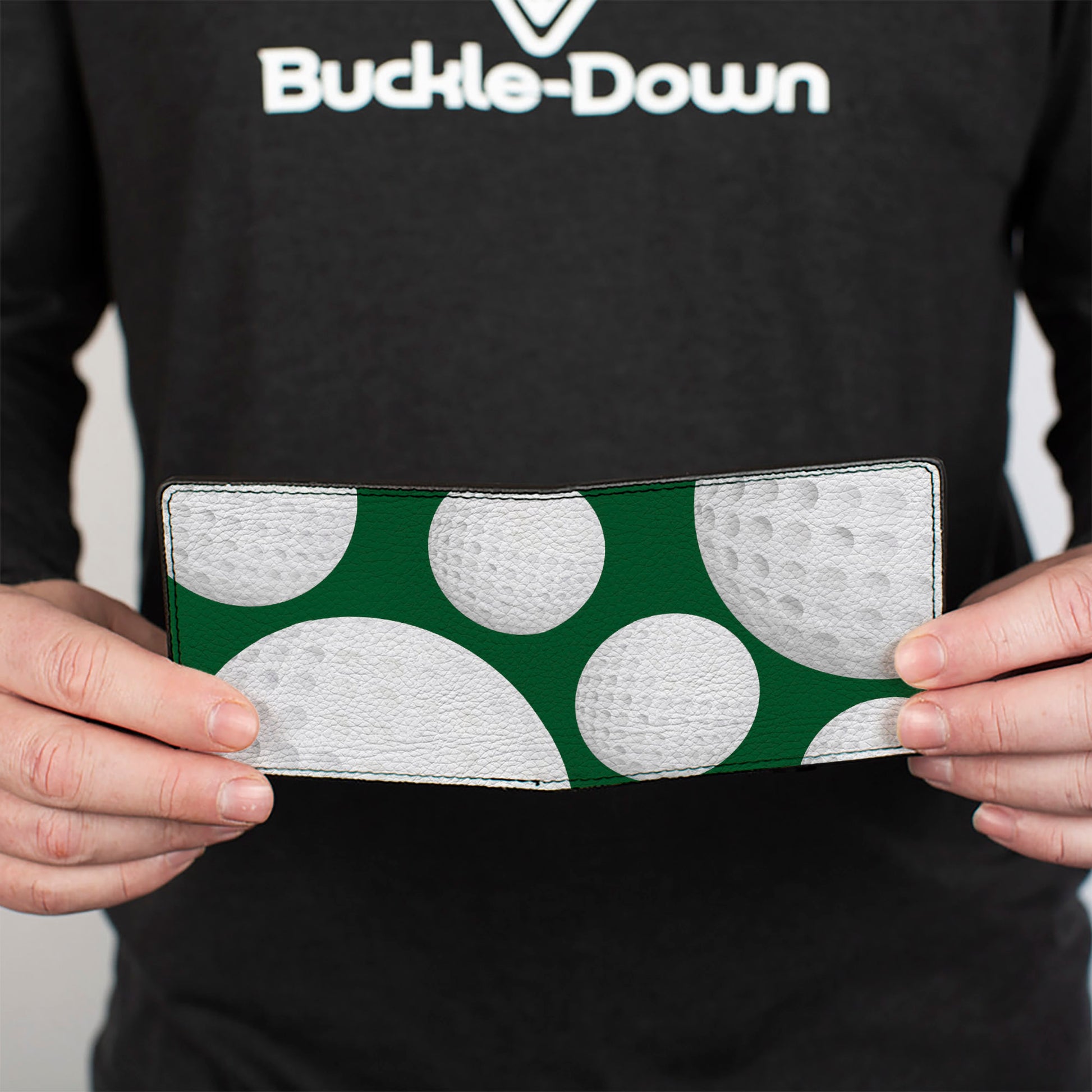 Bi-Fold Wallet - Golf Balls Scattered Green White Bi-Fold Wallets Buckle-Down