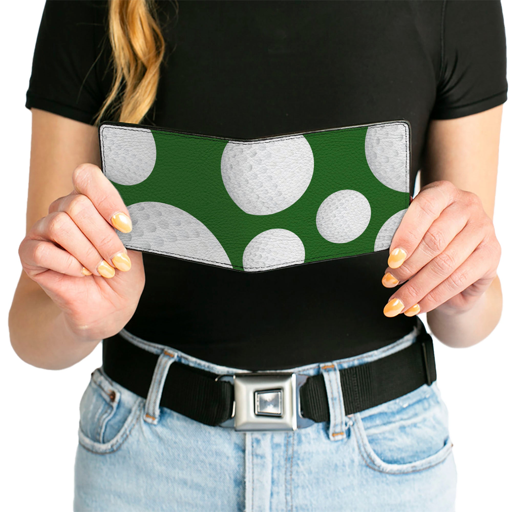 Bi-Fold Wallet - Golf Balls Scattered Green White Bi-Fold Wallets Buckle-Down