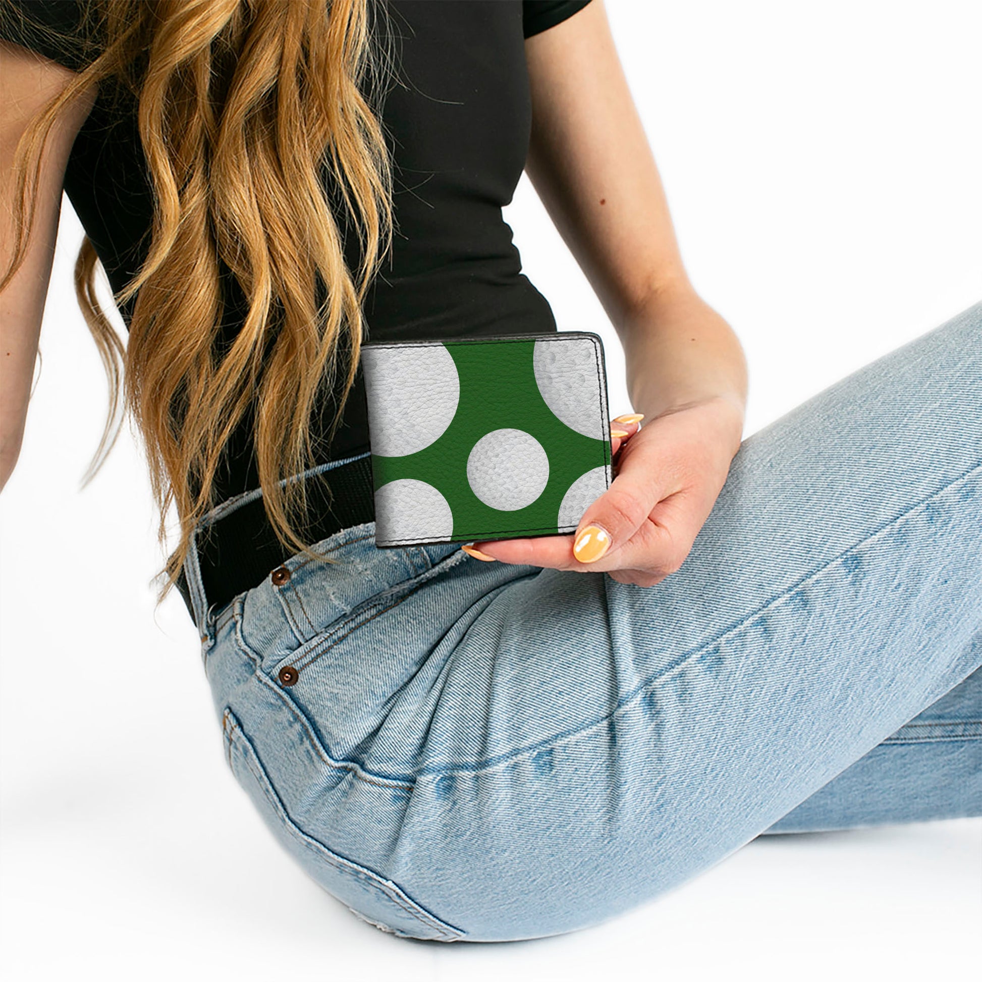 Bi-Fold Wallet - Golf Balls Scattered Green White Bi-Fold Wallets Buckle-Down