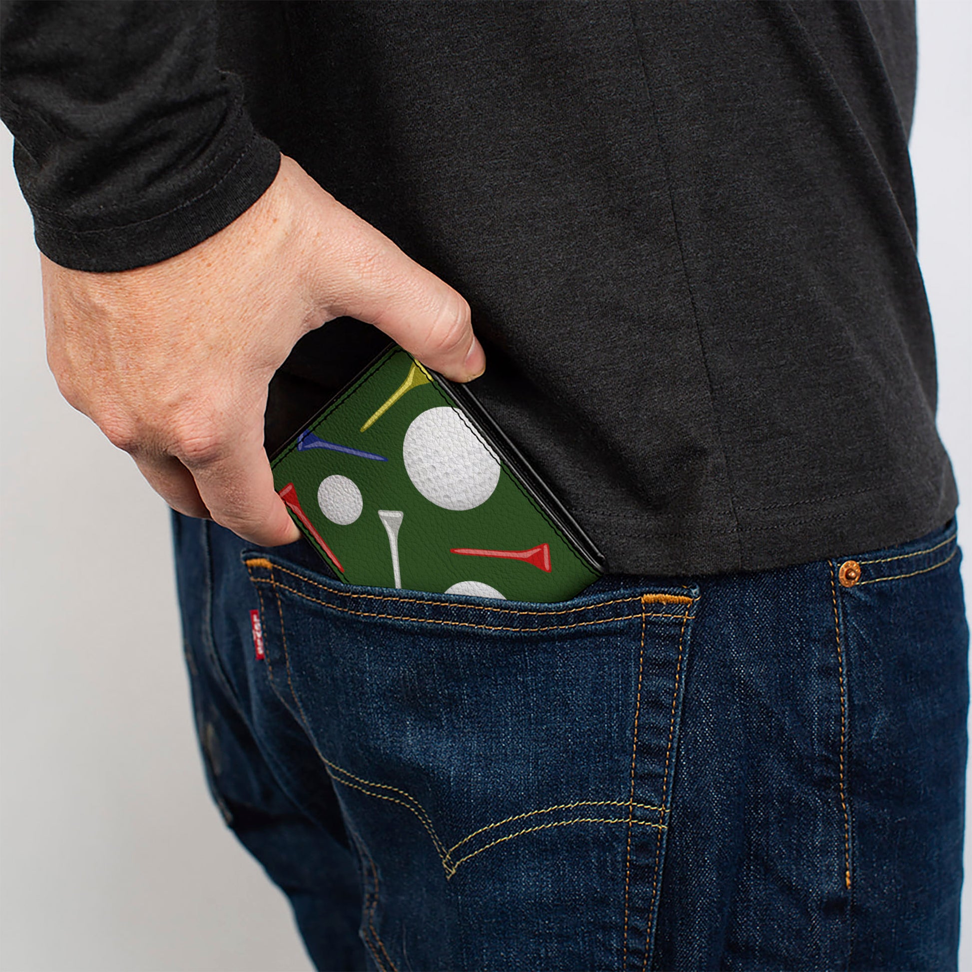 Bi-Fold Wallet - Golf Balls Tees Scattered Green Multi Color Bi-Fold Wallets Buckle-Down