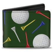 Bi-Fold Wallet - Golf Balls Tees Scattered Green Multi Color Bi-Fold Wallets Buckle-Down