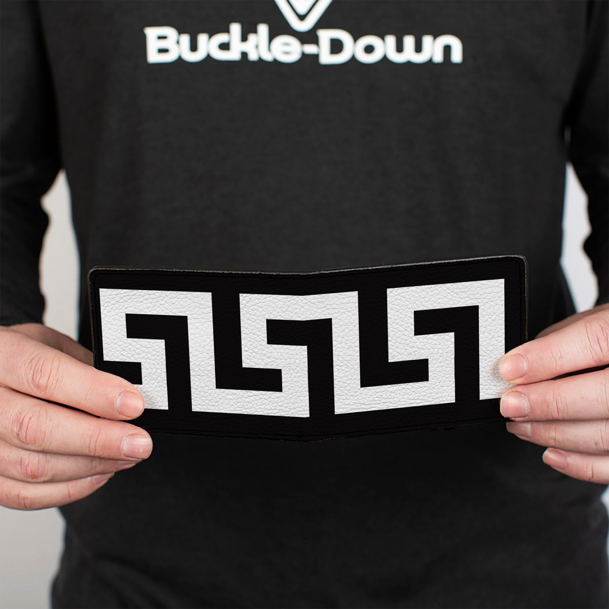 Bi-Fold Wallet - Greek Key Black White Bi-Fold Wallets Buckle-Down