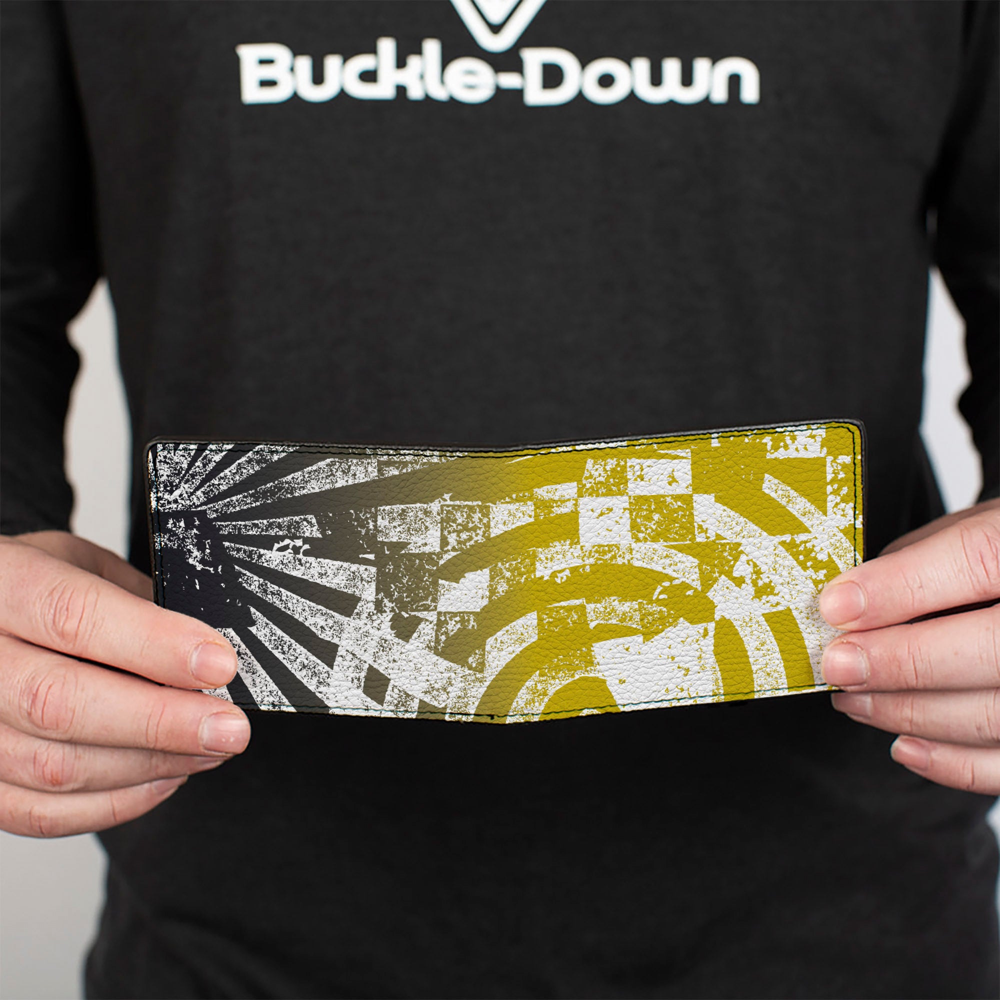 Bi-Fold Wallet - Grunge Chaos2 White Blue-Yellow Fade Bi-Fold Wallets Buckle-Down