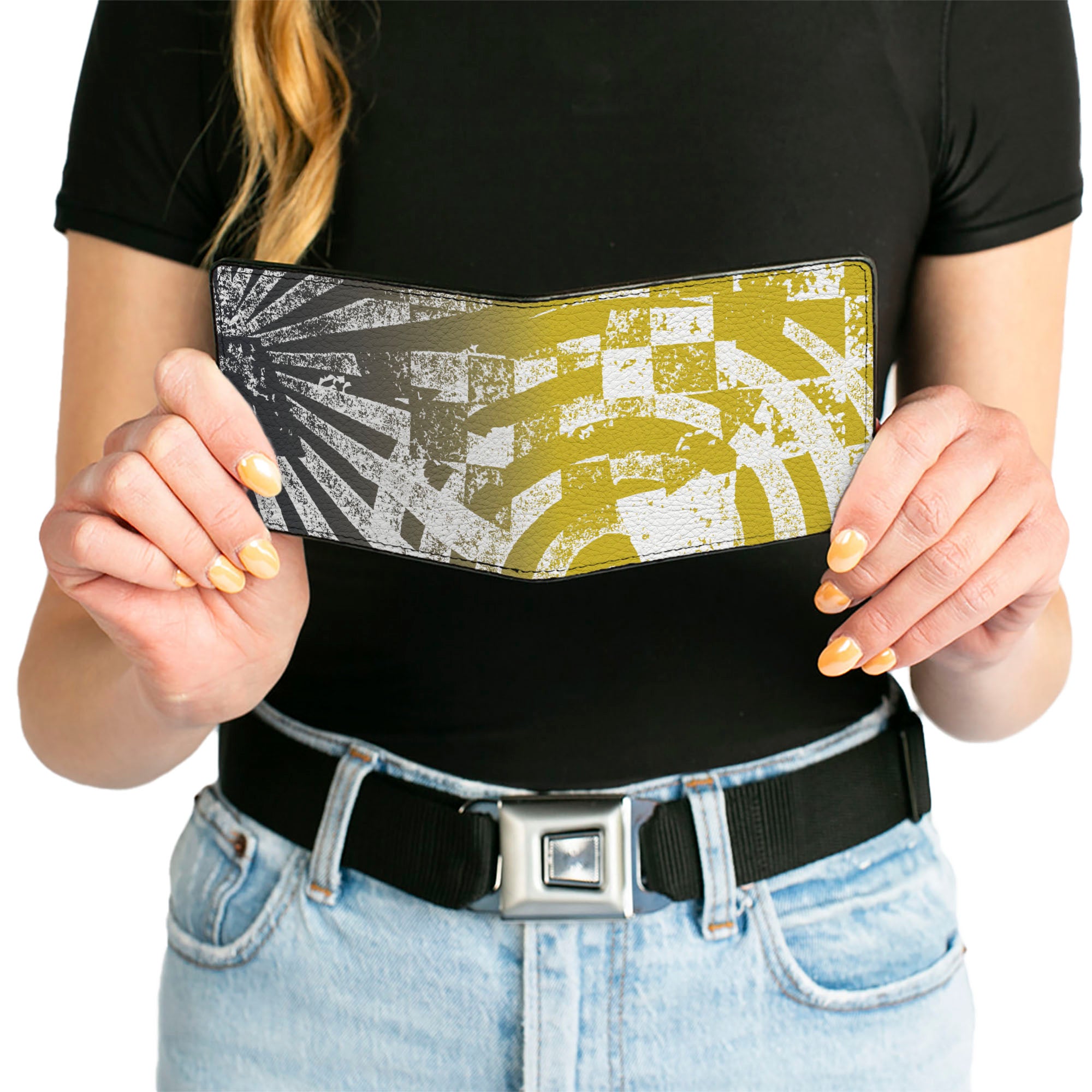 Bi-Fold Wallet - Grunge Chaos2 White Blue-Yellow Fade Bi-Fold Wallets Buckle-Down