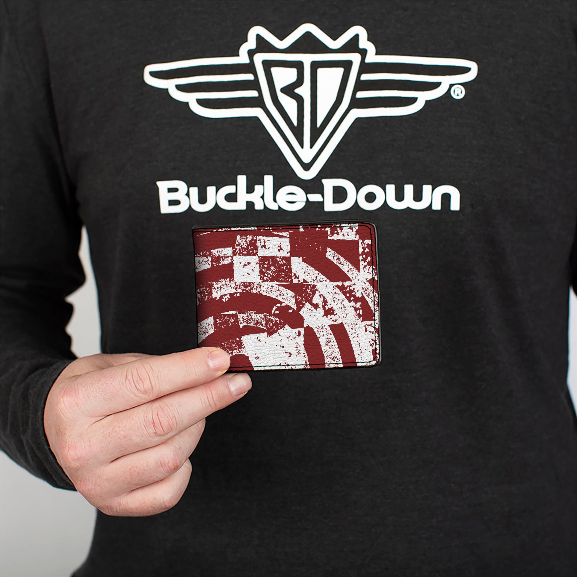 Bi-Fold Wallet - Grunge Chaos3 White Blue-Red Fade Bi-Fold Wallets Buckle-Down