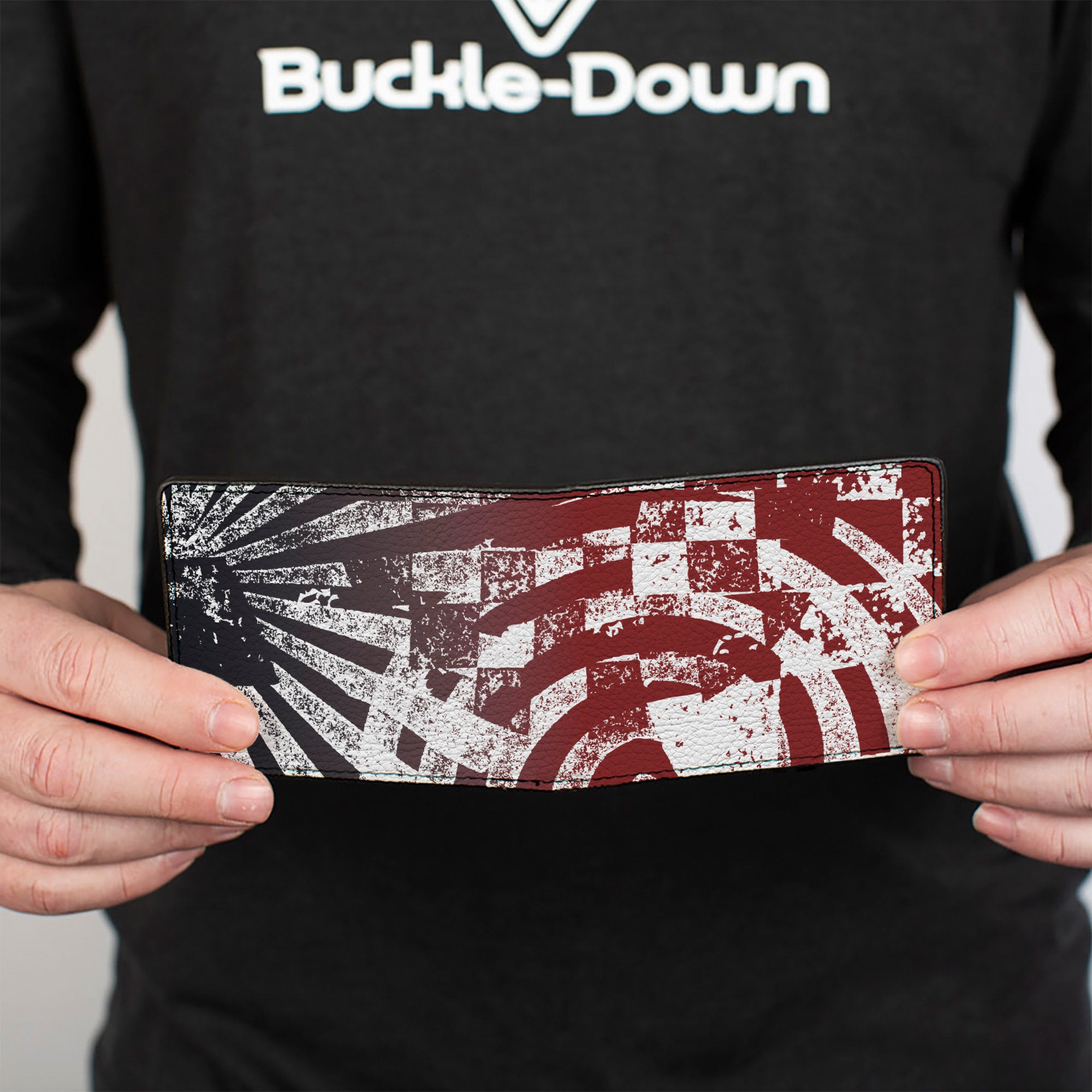 Bi-Fold Wallet - Grunge Chaos3 White Blue-Red Fade Bi-Fold Wallets Buckle-Down