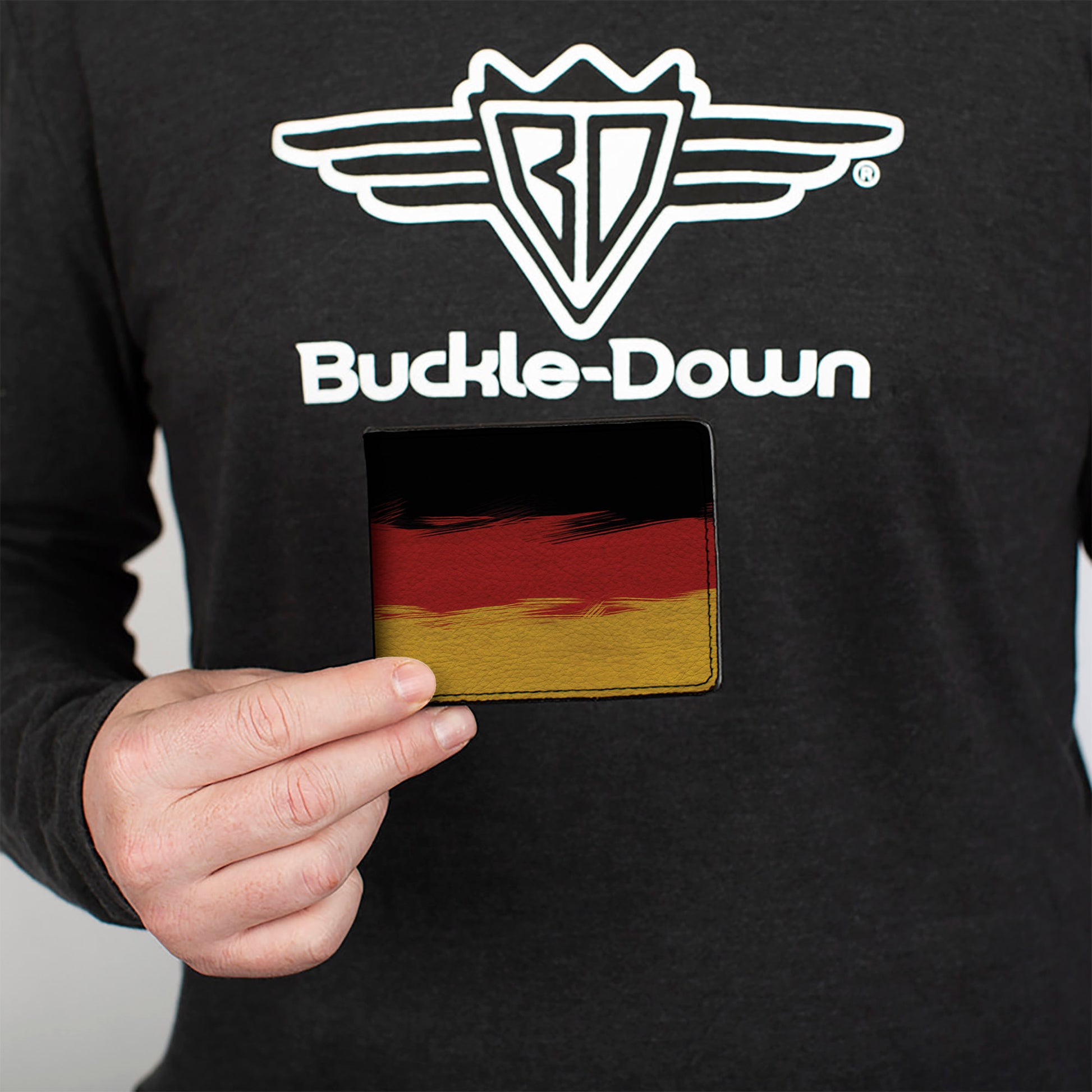 Bi-Fold Wallet - German Flag Stripes Distressed Painting Bi-Fold Wallets Buckle-Down