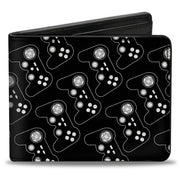 Bi-Fold Wallet - Gaming Controller Repeat Black White Bi-Fold Wallets Buckle-Down