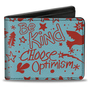 Bi-Fold Wallet - GRATEFUL OPTIMISM BE KIND Icons Collage Blue/Red Bi-Fold Wallets Buckle-Down