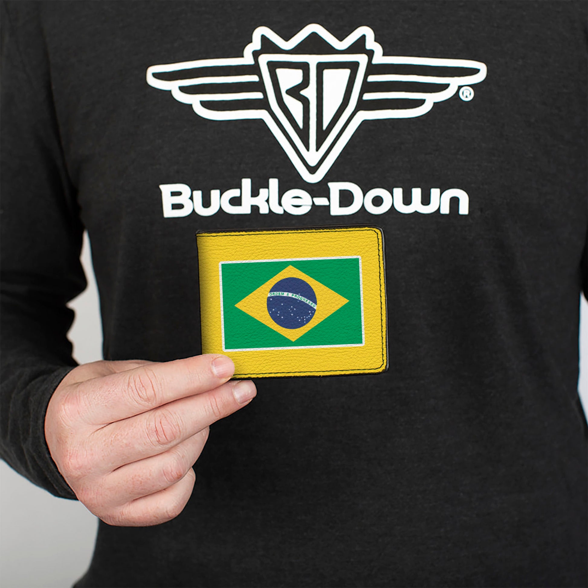 Bi-Fold Wallet - Global Soccer Cup Series Brazil Spirit Flag Bi-Fold Wallets Buckle-Down