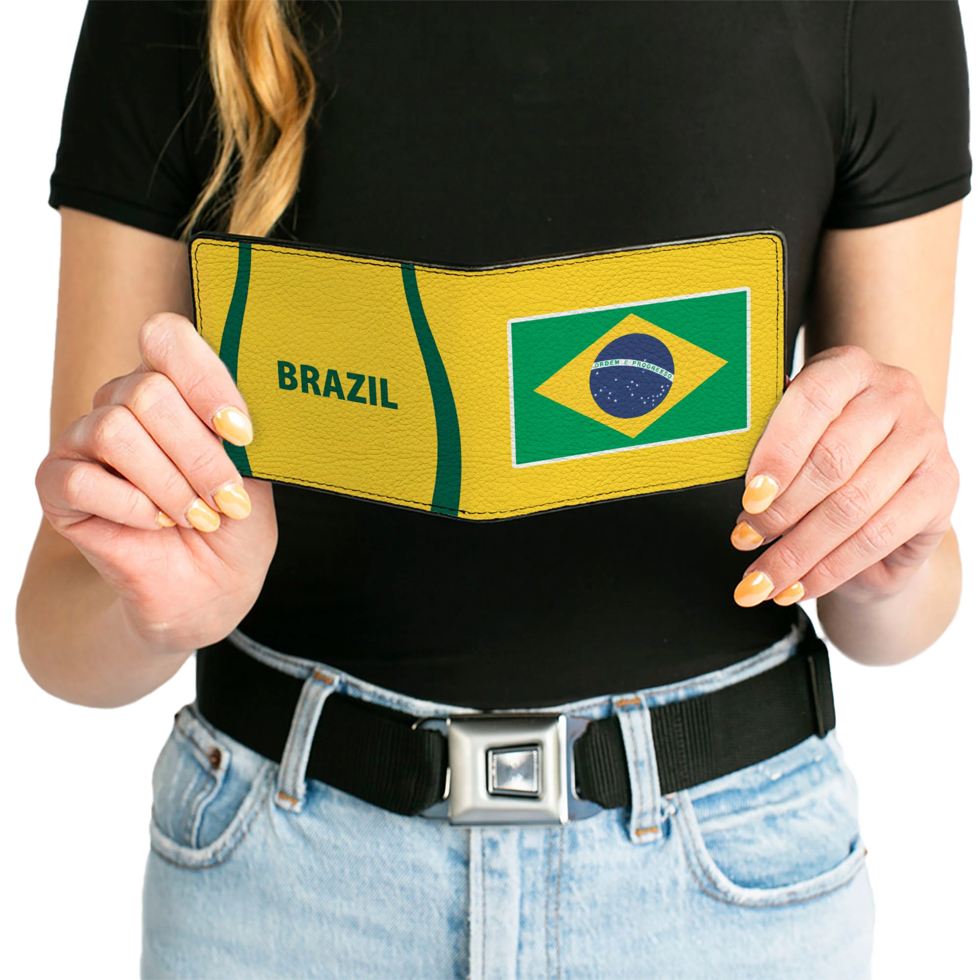 Bi-Fold Wallet - Global Soccer Cup Series Brazil Spirit Flag Bi-Fold Wallets Buckle-Down