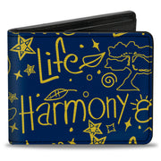 Bi-Fold Wallet - HARMONY BALANCE LIFE Icons Collage Blue/Yellow Bi-Fold Wallets Buckle-Down