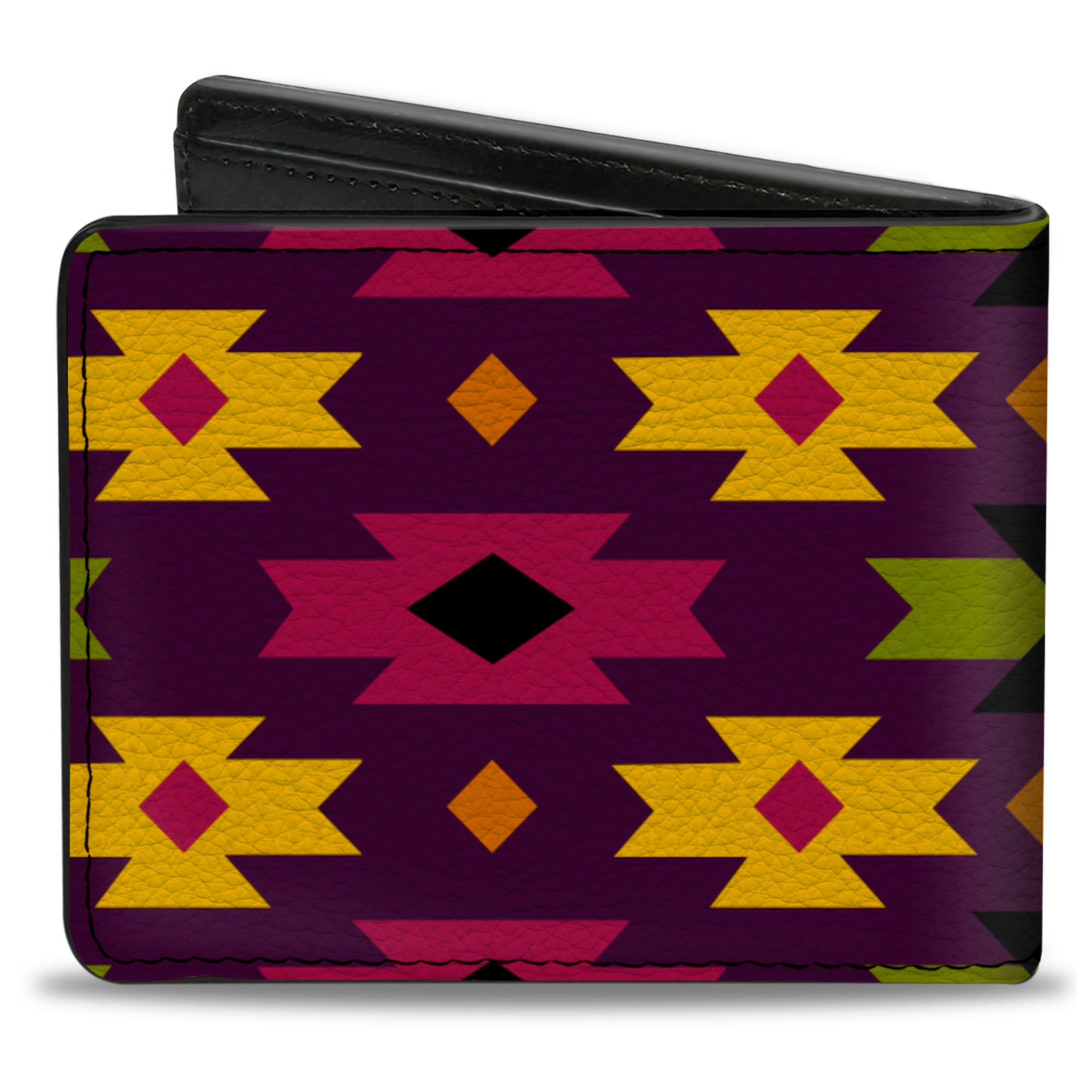 Bi-Fold Wallet - Mini Navajo Purple Yellow Pink Green Bi-Fold Wallets Buckle-Down
