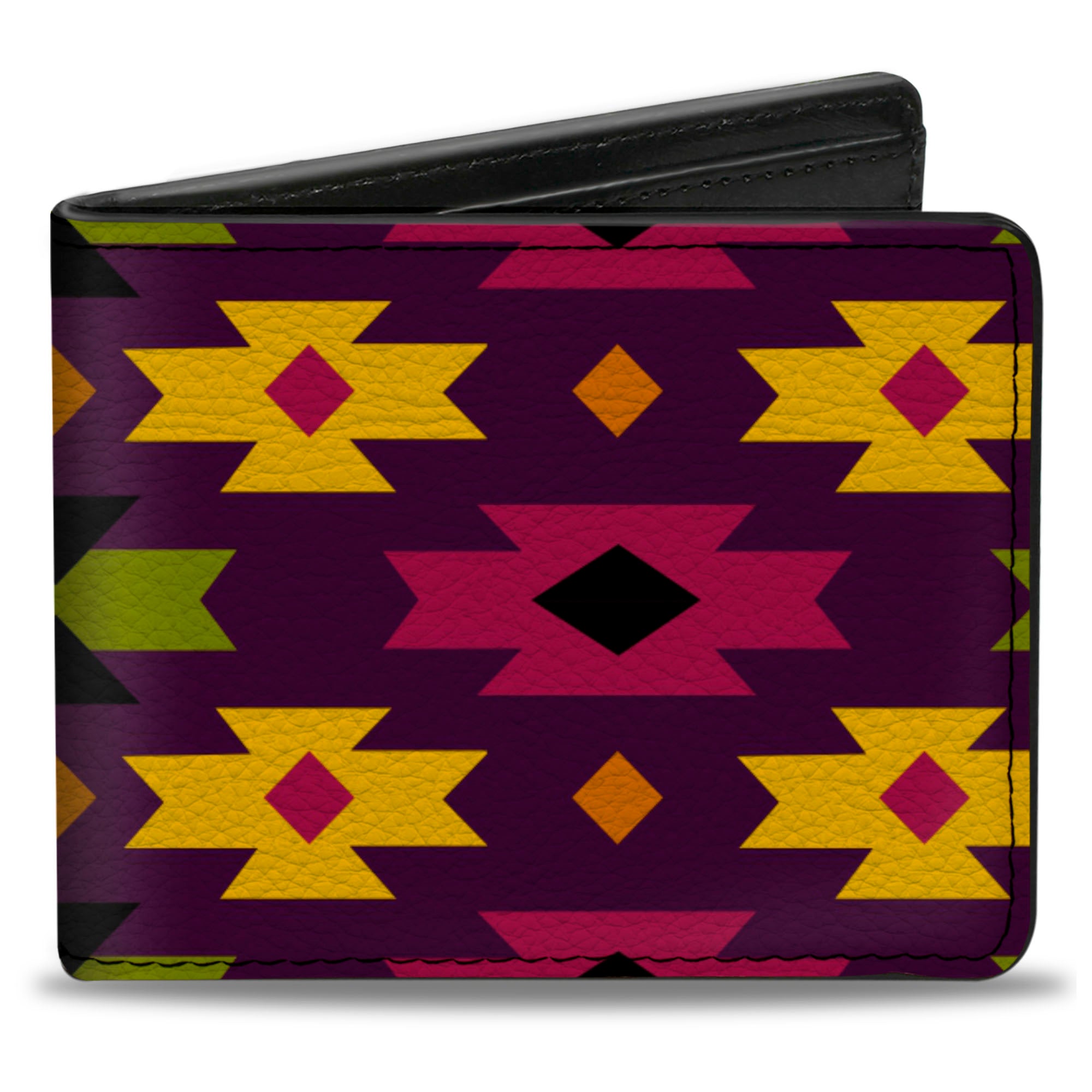 Bi-Fold Wallet - Mini Navajo Purple Yellow Pink Green Bi-Fold Wallets Buckle-Down