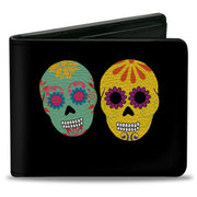 Bi-Fold Wallet - Painted Sugar Skulls Black Multi Color Bi-Fold Wallets Buckle-Down