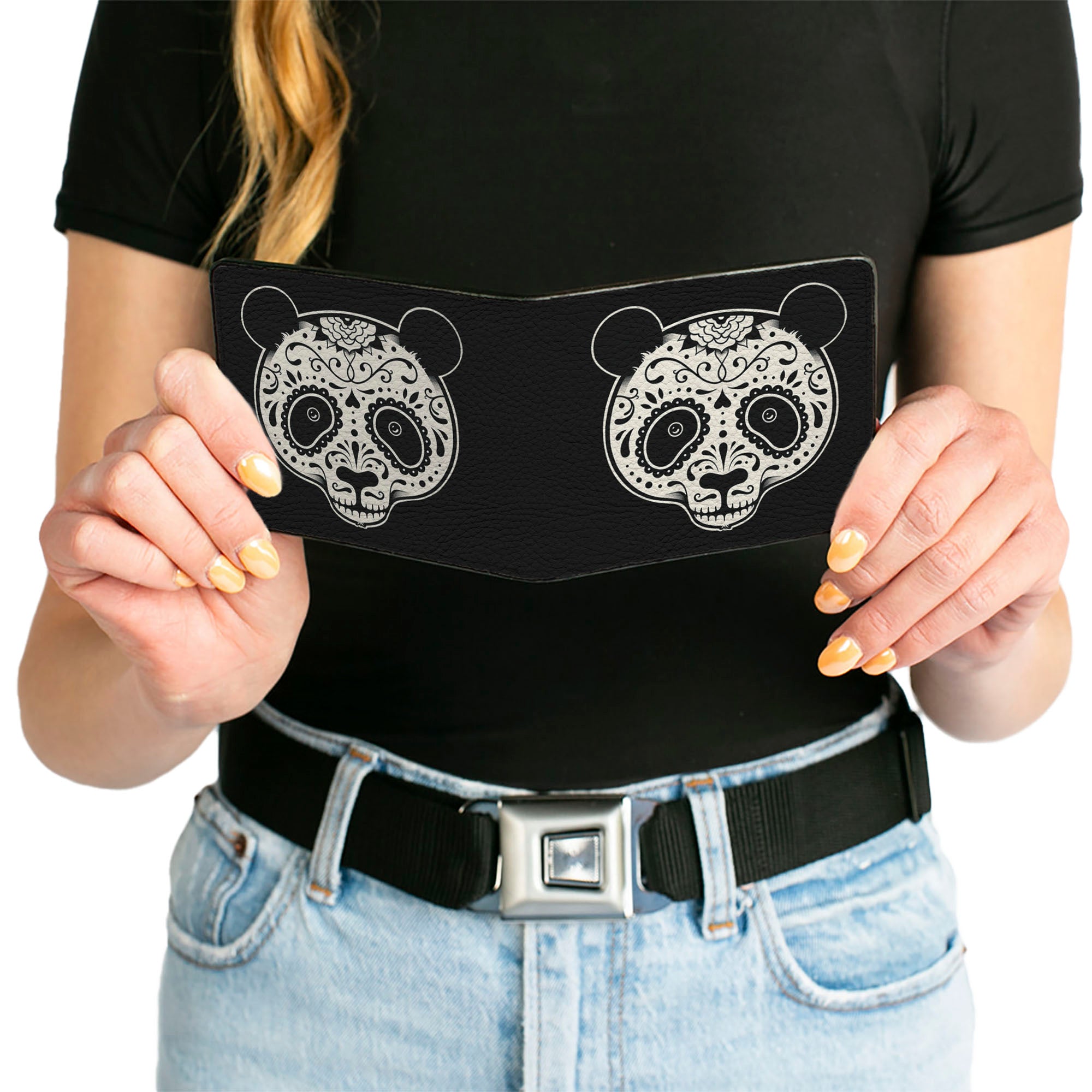 Bi-Fold Wallet - Panda Bear Sugar Skull Black White Bi-Fold Wallets Buckle-Down