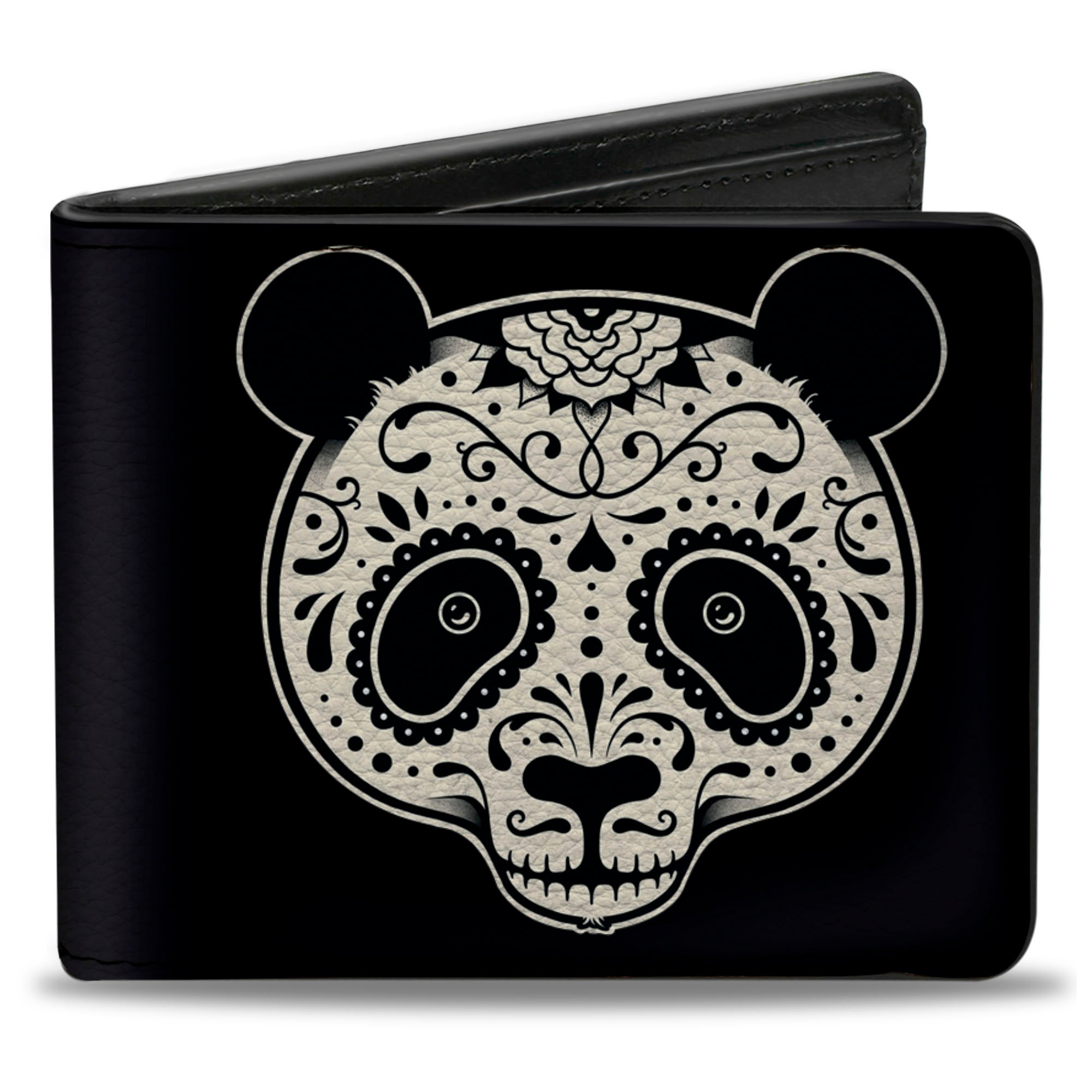 Bi-Fold Wallet - Panda Bear Sugar Skull Black White Bi-Fold Wallets Buckle-Down