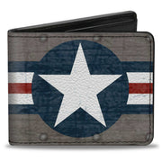Bi-Fold Wallet - Pin Up Girl Poses CLOSE-UP Star & Stripes Gray Blue White Red Bi-Fold Wallets Buckle-Down