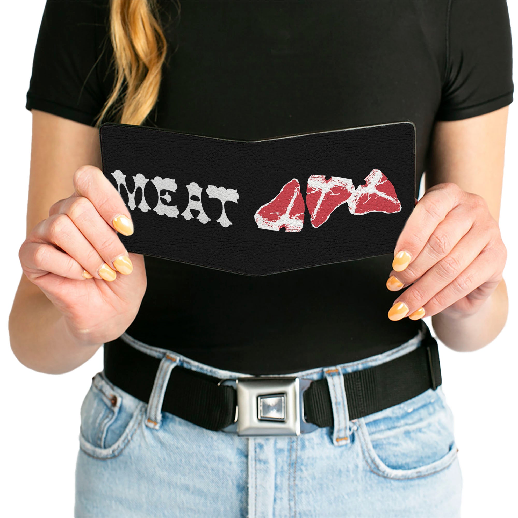 Bi-Fold Wallet - Steaks w MEAT Text Bi-Fold Wallets Buckle-Down