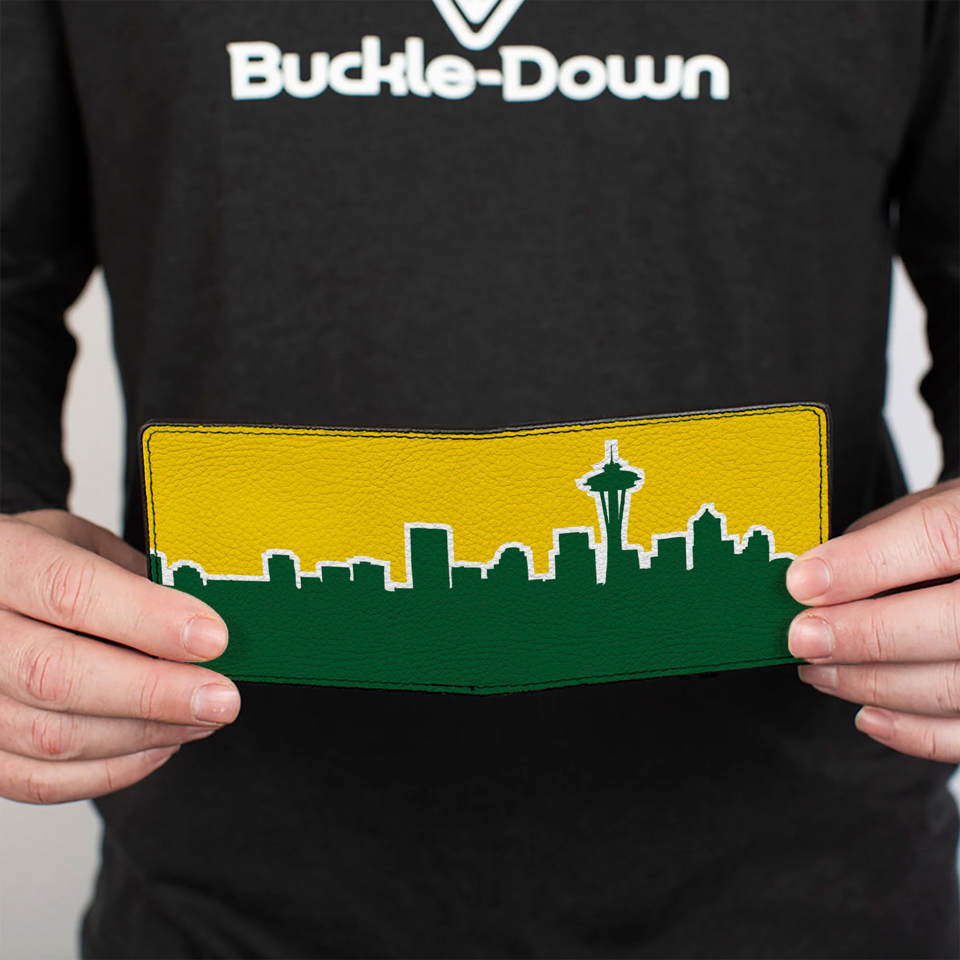 Bi-Fold Wallet - Seattle Skyline Yellow Emerald Green Bi-Fold Wallets Buckle-Down