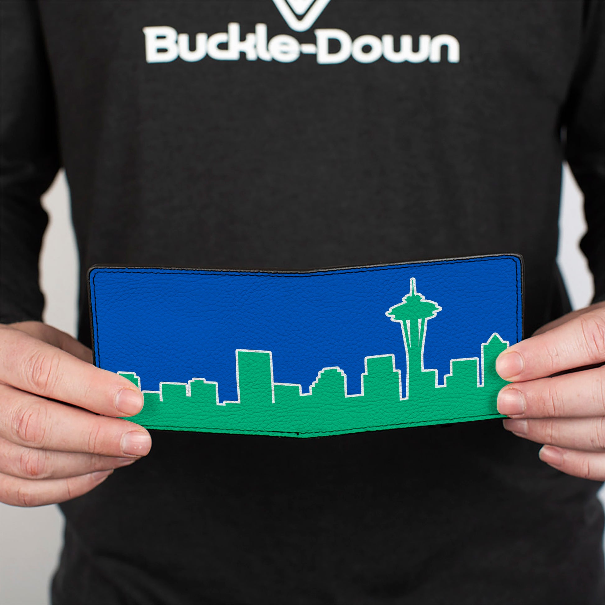 Bi-Fold Wallet - Seattle Skyline Blue Green Bi-Fold Wallets Buckle-Down
