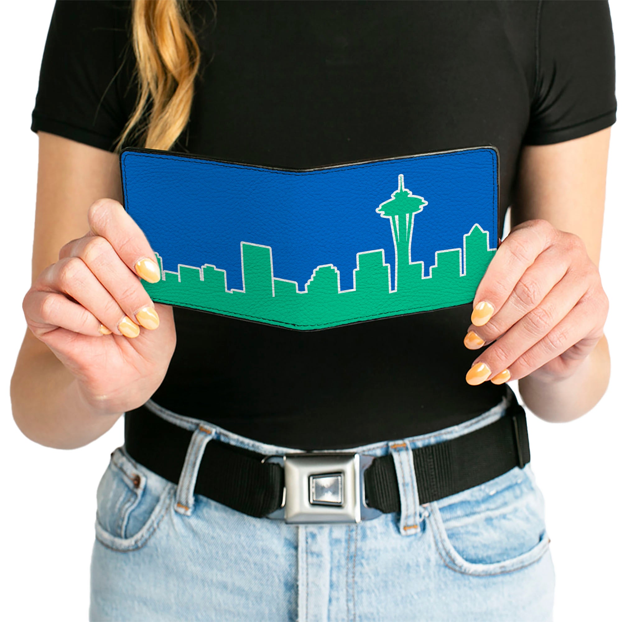 Bi-Fold Wallet - Seattle Skyline Blue Green Bi-Fold Wallets Buckle-Down