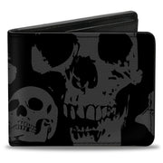 Bi-Fold Wallet - Skulls Stacked Weathered Black Gray Bi-Fold Wallets Buckle-Down