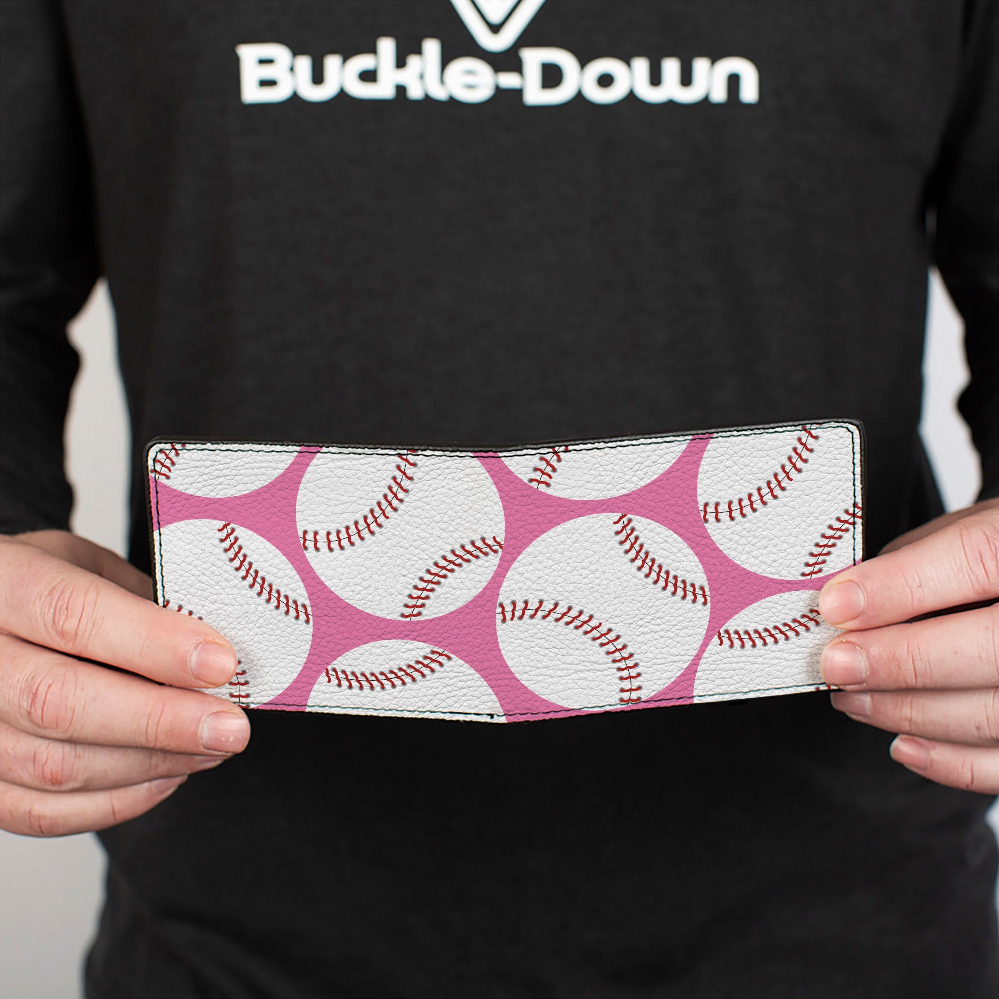 Bi-Fold Wallet - Baseballs Scattered Pink Bi-Fold Wallets Buckle-Down