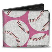 Bi-Fold Wallet - Baseballs Scattered Pink Bi-Fold Wallets Buckle-Down